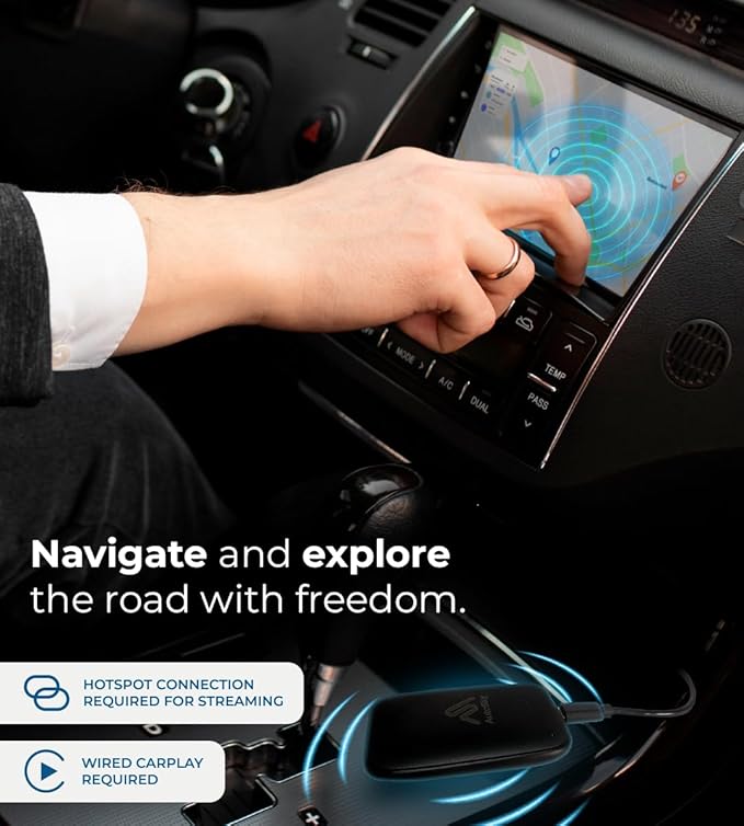 AutoSky Ai Box Lite Air - Streaming on the Go, Netflix and Youtube in your car. Convert Your Wired CarPlay into Wireless CarPlay or Android Auto. HotSpot Required for Streaming. Wired CarPlay Required