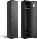 DNA MOTORING Metal Storage Cabinet for Employees with Keys, 71" Employees Metal Locker with 1 Doors, Tall Storage Lockers for Garage,Office,Home,Gym, Black, TOOLS-00787-BK-BK