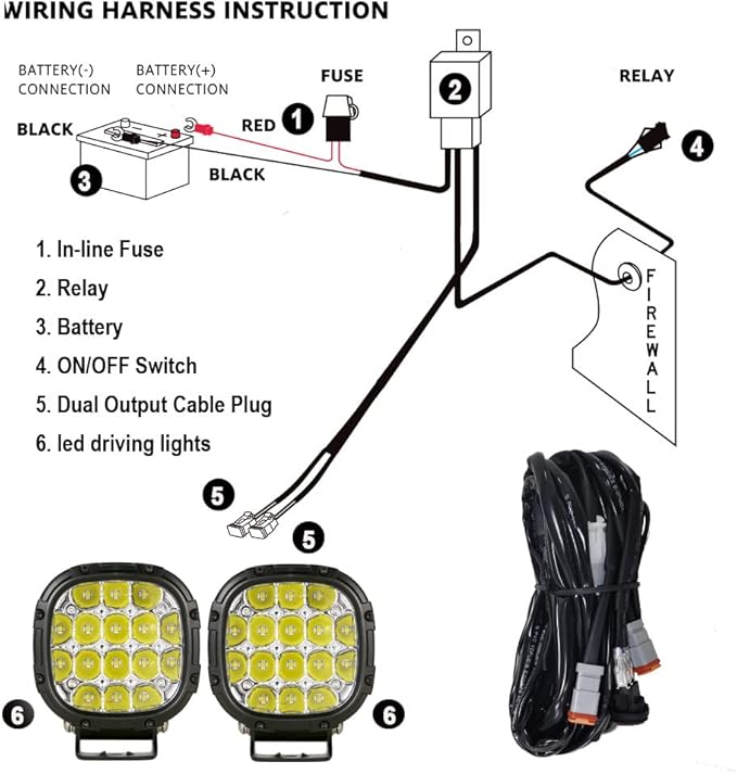 BIGLION.X 4 Inch Round Led Offroad Lights Pair 160W 18800LM Driving Spot Light Pods Super Bright Off Road Fog Lights with Wiring Harness 12V 24V for Pickup Trucks SUV UTV ATV