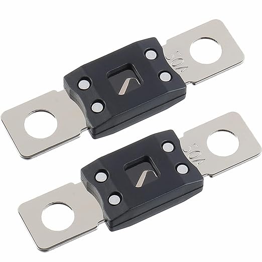 50A MEGA High Current Fuse - 50 Amp Bolt-on Fuse for Cars, Trucks, Construction Vehicles, Buses, Caravans (2 Pcs)