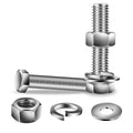 3/8-16 x 2-3/8" Hex Head Screw Bolt, Nuts, Flat & Lock Washers, 20Pcs 18-8 (304) Stainless Steel, Fully Threaded, by SG TZH