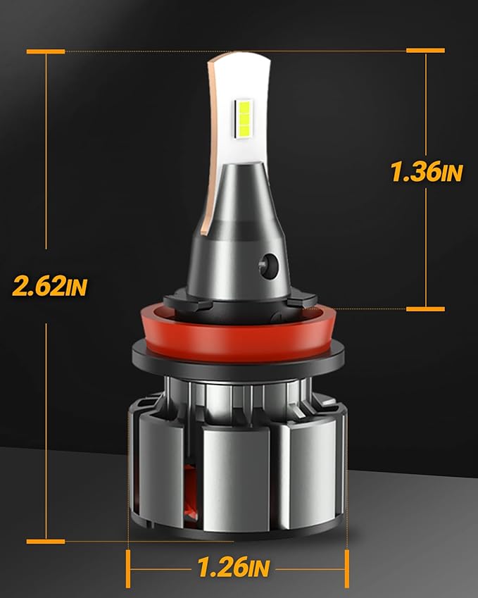 SEALIGHT H11/H8/H9/H16 LED Bulbs, 36000LM Super Bright H11 Lights, H8 Powersports Headlight Bulbs with Cooling Fan, L2 H9 Car Bulb 5 Min Plug-N-Play, Pack of 2