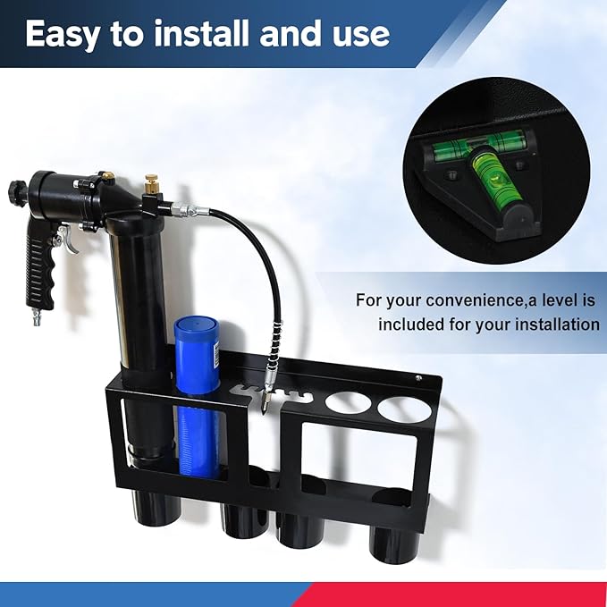 TOPOWN Grease Gun Holders Compatible with 2 Grease Guns, Grease Gun Rack Tractor, Grease Gun Garage Organizer Wall Mount, Grease Gun Storage Rack, Grease Gun Storage, Grease Gun Holder Wall Mount