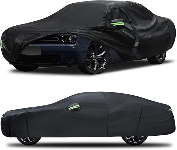Car Cover Custom Fit for Dodge Challenger 2008-2023,6 Layers Truck Cover Waterproof All Weather for Automobiles,Outdoor Full Exterior Cover,Rain, Sun, Wind Protection,Black