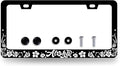 Aloha License Plate Frame Hibiscus Flowers License Plate Holder Stainless Steel Funny Design with 2 Holes and Screws 12.3" x 6.3"
