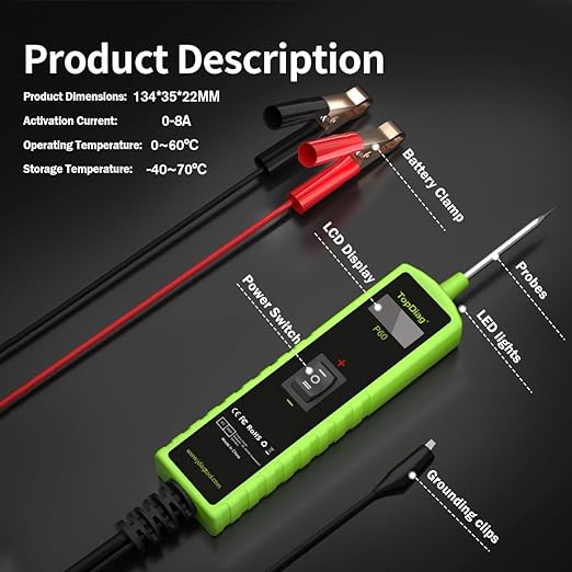 12 Volt Test Light Automotive, Power Circuit Probe Kit, 6V - 24V Car Fuse Tester, Voltage Tester 0.3v-70v, AC DC Outlet Tester, Automotive Short Circuit Finder, P60