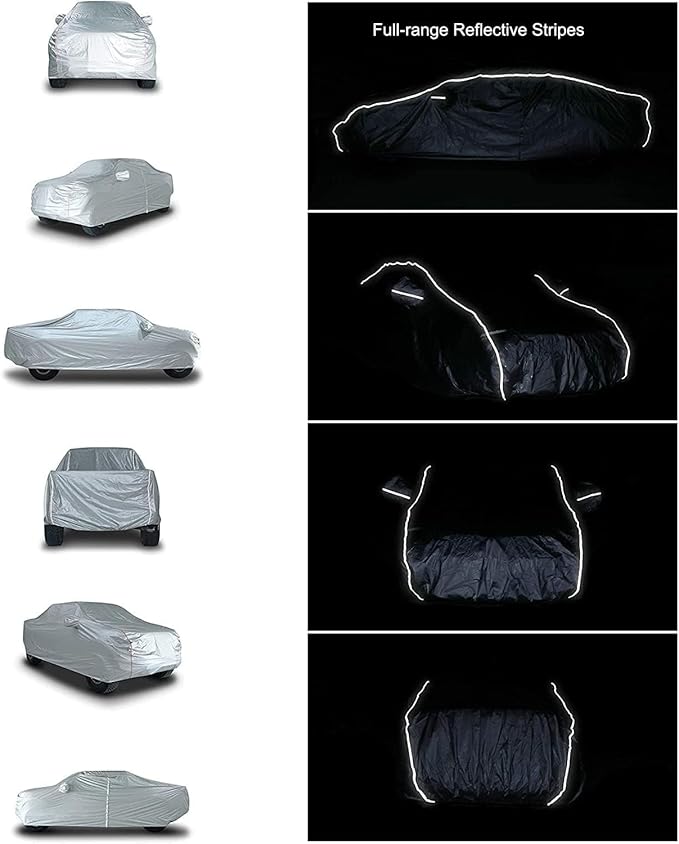 Tecoom Hard Shell Truck Car Cover Waterproof UV-Proof Windproof Zipper Design with Straps Buckle Fit for Ford F150 Ram 1500 Chevy Silverado Toyota Tundra GMC Sierra Full Size Truck Length Up to 245"