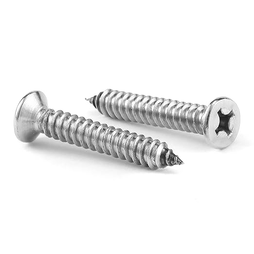 #10 x 1" Wood Screw 100Pcs 18-8 (304) Stainless Steel Screws Flat Head Phillips Fast Self Tapping Drywall Screws by SG TZH