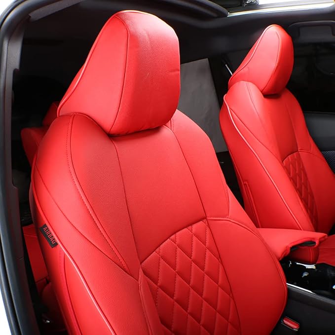 EKR Accord Car Seat Covers for Honda Accord 2023 2024 2025 EX,SE &2023-2025 (Hybrid) Sport,EX-L,Sport-L,Touring,(Rear Row W/40/60 Split Backrest),Leather Seat Covers for Trucks Full Set (Red)
