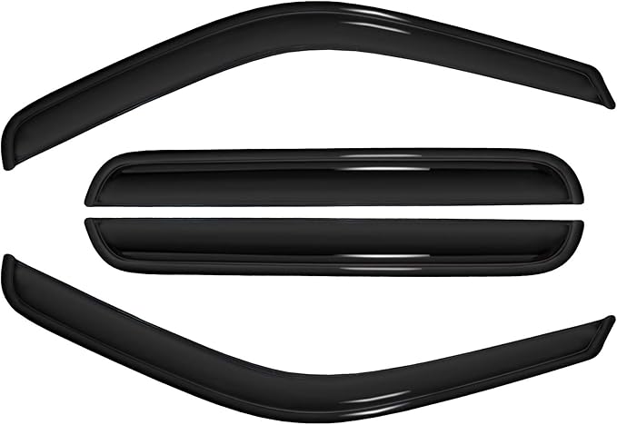 4pc Sun Rain Guards Window Visor Wind Deflector Compatible with Ford Excursion 2003-2005 Smoke 94438