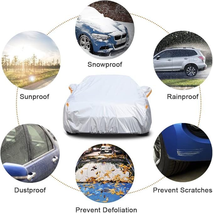Kayme 6 Layers SUV Car Cover Custom Fit for Ford Explorer（2006-2025） Waterproof All Weather for Automobiles, Outdoor Full Cover Rain Sun UV Protection.Silver