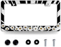 Sun License Plate Frame Black White Daisy Flowers License Plate Frames Funny Auto Accessories Bracket Stainless Steel License Plate with Screw 6x12 Inch