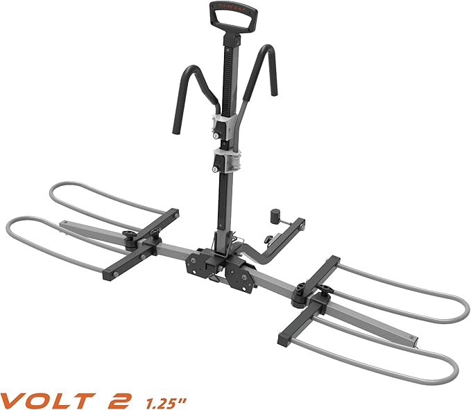 HYPERAX Volt 2_1.25" -E Bike Hitch Mounted Platform Style 2 Bikes Carrier for Car, SUV, Trucks, Sedan, Tilting e-Bike Rack for Hitch Fits Up to 2 X 70 lbs Bike with Up to 5" TIRE - NO RV USE!