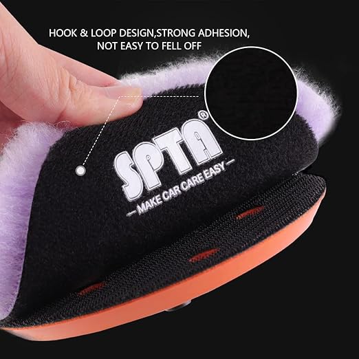 SPTA 2Pcs 6Inch (150mm) Wool Cutting Pad Set, Purple Wool Buffing and Polishing Pad for Heavy Cut, Car Polisher