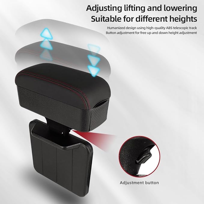 JEYODA Car Armrest Box with Cup Holder Car Central Liftable Armres Storage Organizer Box Arm Rest，Car Seat Gap Filler Organizer 1PC(Red)