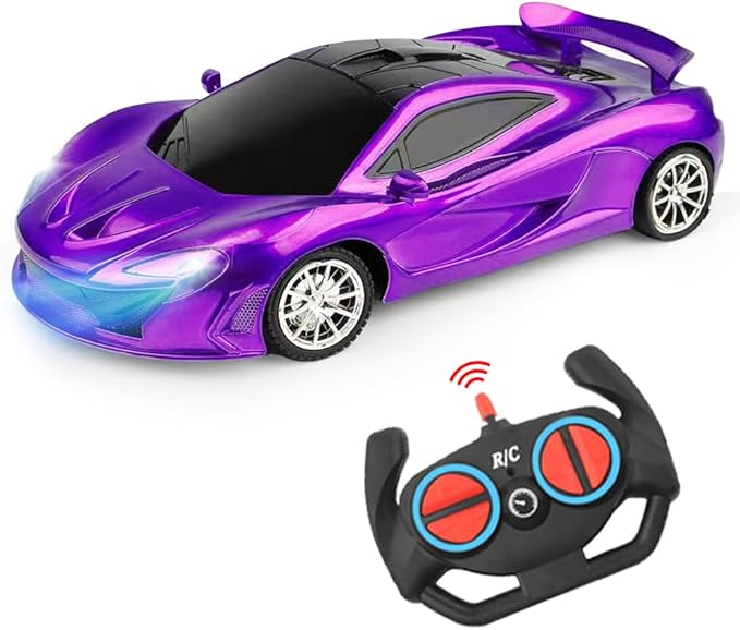 Remote Control Car for Girls, RC Sport Racing for Kids Hobby Toy, 2.4GHz Electric Power On Road High Speed Drift Model Vehicle with Led Headlight and Controller Rechargeable,Xmas Birthday Gifts Purple