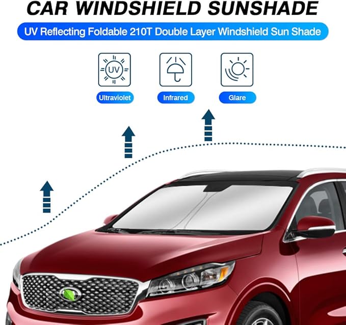 KUST Windshield Sun Shade for 2016-2020 Kia Sorento Accessories, Custom Fit Car Front Sunshade Window Sun Visor Protector Foldable Blocks UV Rays Keep Your Car Cooler