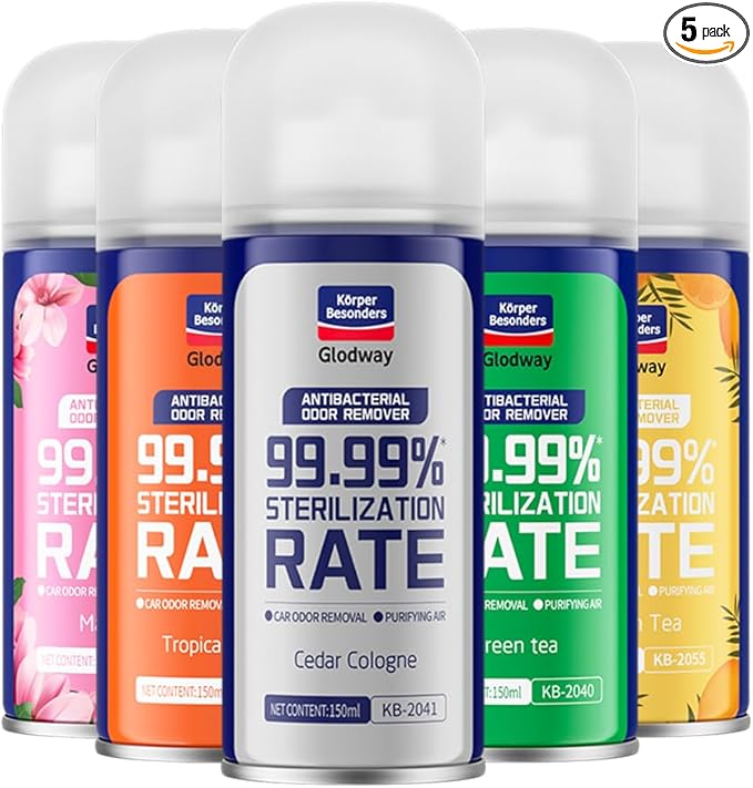 Glodway Whole Car Air Refresher,Odor Eliminator Remover Spray For Car, Strong Freshener With Odour Eliminator Technology,Long-Lasting Scent,6 Ounce(Pack of 5)