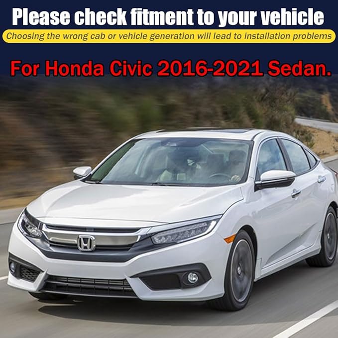 Rain Guards for Honda Civic 2016-2021 Sedan, Tape-on Side Window Deflectors, Window Visors for Cars, 4 pcs