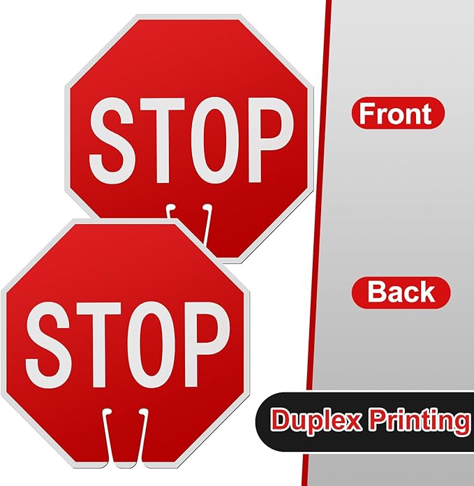 Geetery 6 Pcs Stop Signs 12 x 12 Inches PVC Traffic Cones Top Warning Signs Double Sided for Street Road Barricade Outdoor Weather Resistant Construction