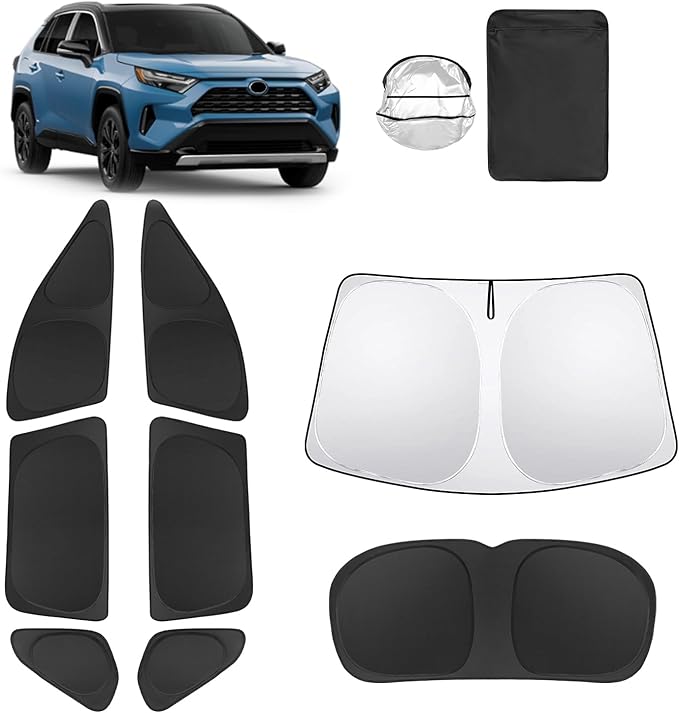 8pcs Car Window Shades for Toyota RAV4 2019-Present Accessories,Windshield Side Rear Full Sunshade,Sun Visor UV Blocking, Privacy Protection and Blackout for Camping Outdoor