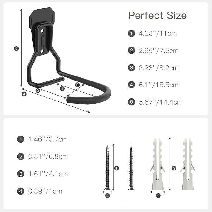 Bike Wall Mount with Fixed Hook, [6 Pack] Heavy Duty Bike Storage Rack, Bike Rack Vertical Stand for Garage - Easily Hang/Detach - with Screws Iron Bike Hanger Brackets