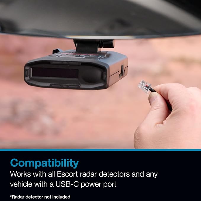 Escort USB-C to RJ11 Power Cord Radar Detectors Including MAX 360, MAX 360c, IX, IXc, 9500 IX, MAX II, MAX 3, MAX 4, MAX 360c MKII, MAX 360 MKII, MAXcam 360c, Redline 360c & Additional Models