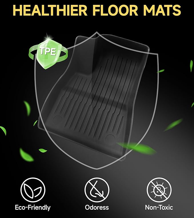 Floor Mats for 2024-2025 Tesla Model 3 Highland, Full Set All-Weather TPE Waterproof Cargo Liners, Non-Slip Front and Rear Trunk Mats, Set of 6