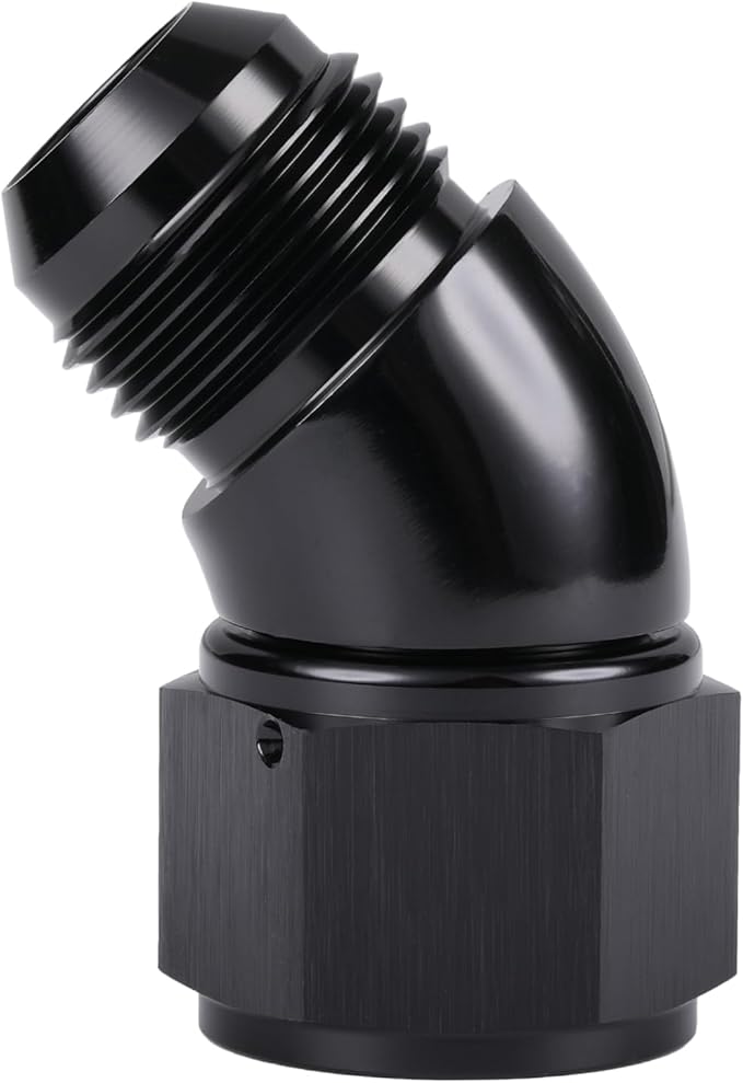 45 Degree 16AN Male to 16AN Female Swivel Full Flow Fitting Adapter Coupler Aluminum Black