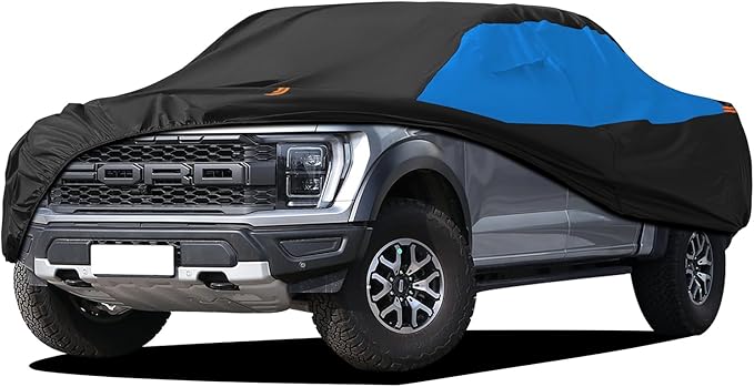 MORNYRAY 10 Layers Truck Car Cover Waterproof All Weather for Automobiles, 100% Waterproof Heavy Duty Outdoor Truck Car Covers Rain Snow UV Dust Protection with Zipper Cotton,Universal Fit.