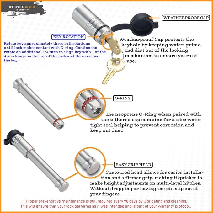 61671 | 3 Pack, Keyed Alike, Receiver Locks for 2" Receiver - Class III & IV