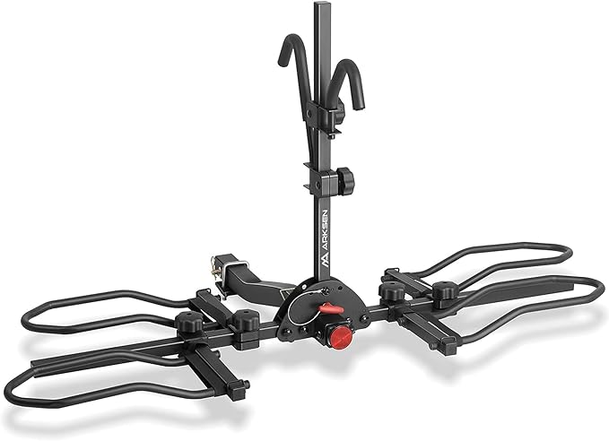 Arksen Hitch Mounted Bike Rack Smart Tilting 2-Bike Platform Style 150 lbs Capacity Carrier for Standard, Fat Tire and Electric Bicycle Fits SUV Pickup Truck RV Camper - 2 inch Receiver