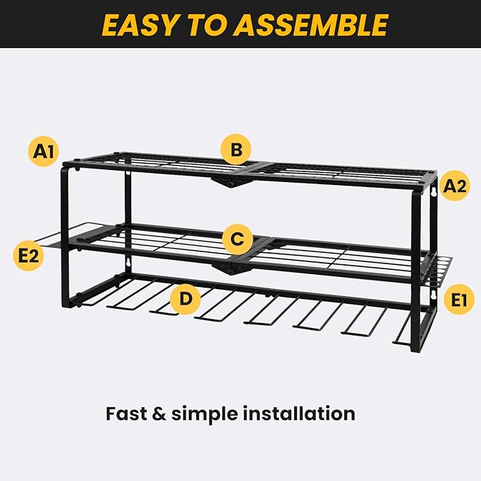 Wall Mount Power Tool Organizer, 3 Layer 7 Drill Hangers Storage Rack, Tool Organizers and Storage for Garage, Workshop, Pegboard, Shed - 26 inch