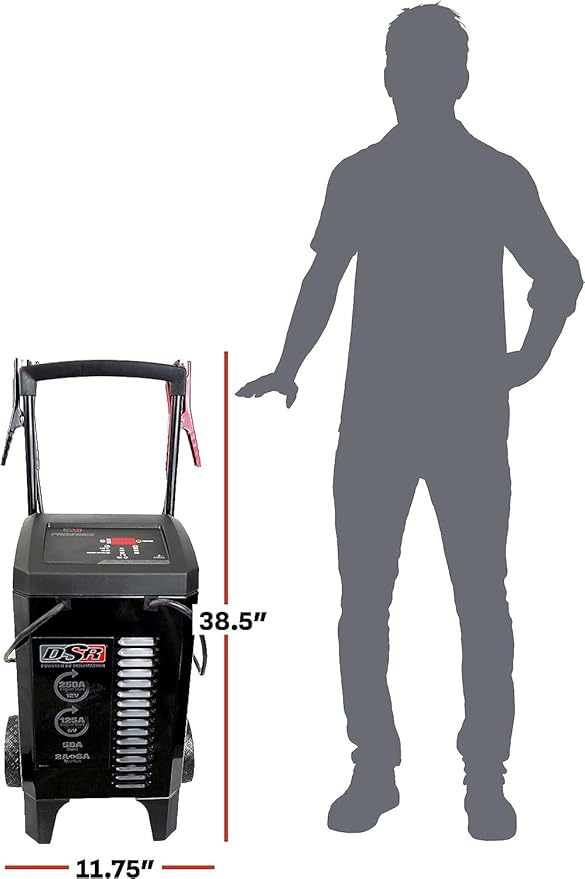 Schumacher Electric DSR Pro Series 6V / 12V Wheeled Battery Charger & Engine Starter - Heavy Duty Car Battery Charger & Maintainer - Fully Automatic - 125/250 Amps - DSR161