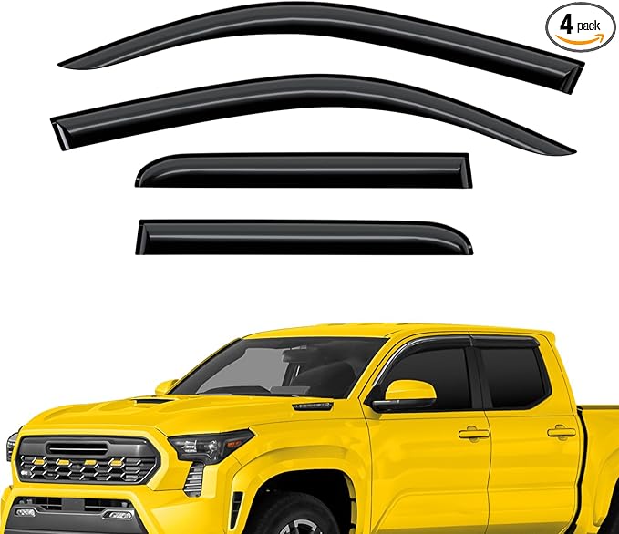 Extra Durable Window Deflectors Tape-On Window Visors Rain Guards Fit for Toyota Tacoma Double Cab 2024-2025, Sun Visors, Wind VentVisors, Window Vent Shades, Exterior Car Accessories - 2 pcs. AG0849