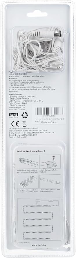 Premium LED Light Strips Kit: 6 x 12 Linkable Bars + Rocker Switch for Warm White Ambient Lighting in Cabinets, Closets, Shelf, Display Case, Showcase Lighting, 3000K Warm White