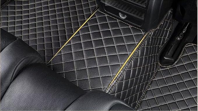 Custom All-Weather Protection Leather Car Floor Mats for Cars Sedan SUV Sports Car Waterproof Floor Mat (Black+Pink)