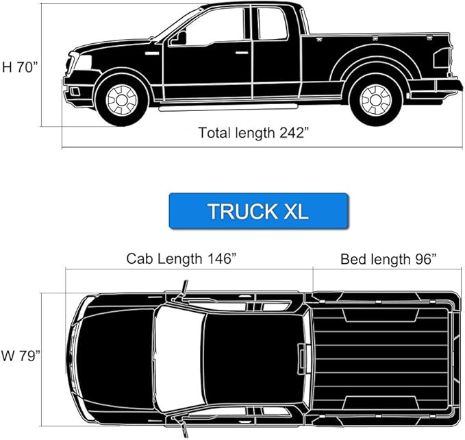 KouKou Truck Cover Waterproof All Weather, 6 Layers Full Pickup Cover Universal Fit Truck Ford 150,Ram 1500,Chevy Silverado,Toyota Tundra ect.(229-242 inches)