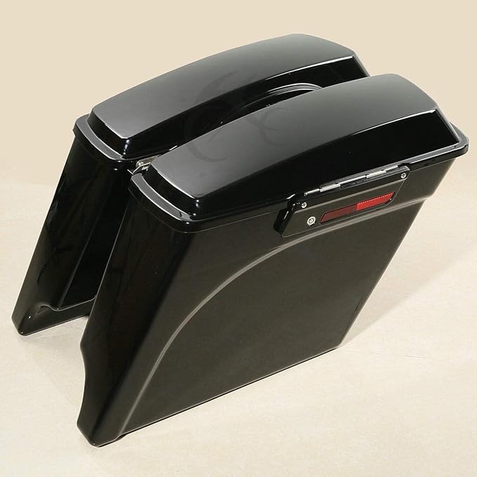 XFMT Hard Saddlebags + Chrome Conversion Brackets Compatible with HARLEY HD SOFTAIL MODEL 1986-2013