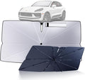 Compatible Windshield Sun Shade Umbrella for 2014-2024 Porsche Macan Accessories: Custom Fit 210T Silver, Foldable Front Window Sunshade, Blocks UV Rays, Keeps Car Cool for S/GTS/Turbo/T