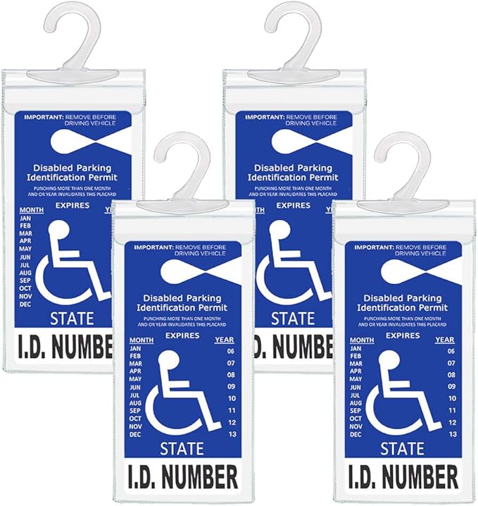 Handicapped Parking Placard Holder - Disabled Placard Protective Mirror Tag Holder with Larger Hanger by Tbuymax(Set of 4)