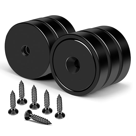 MIKEDE Strong Magnets with Holes, 100LB+ Strong Neodymium Magnets with Stainless Screws for Wall Mounting, Rare Earth Round Base Magnet, Earth Magnet for Tools, 1.26" D x 0.2" H - 6 Pack