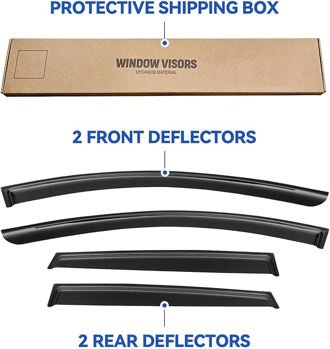 Window Visors Rain Guards for 2015-2024 Nissan Murano, Out-Channel Window Vent Wind Deflectors Visors Shades for 15-24 Murano S SV SL Platinum, Tape-on