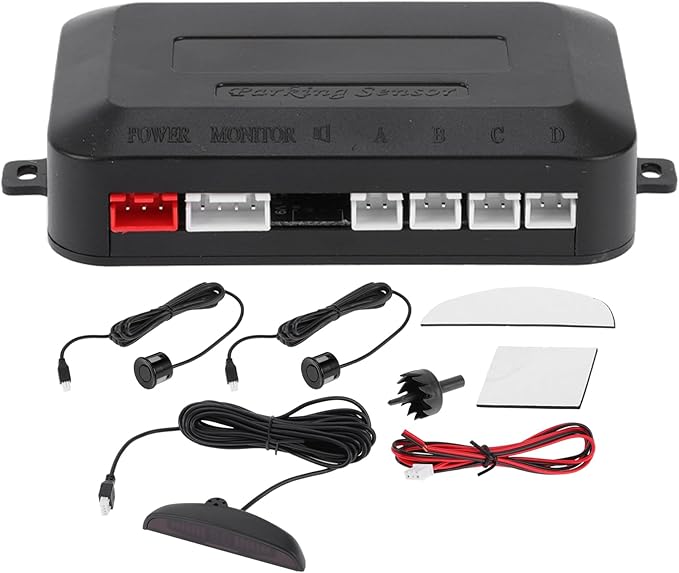 Motoforti Universal Car Auto Vehicle Reverse Backup Radar System Reverse Parking Sensors Alarm Buzzer Reminder Distance Detection Black 2 Pcs Parking Sensors