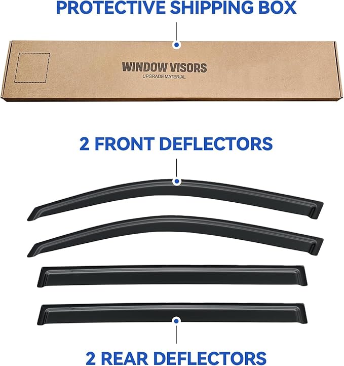 Window Visors Rain Guards Shield for 2008-2013 Toyota Highlander, Out-Channel Window Vent Wind Deflectors Visors Shades for 08-13 Highlander Hybrid