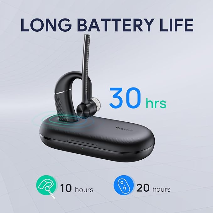 Yealink BH71 Bluetooth Headset Workstation, Office Wireless Headset with Noise Canceling Mic, Speakerphone, Wireless Charging Pad, Charging Case, Connect to Desk Phone, PC, Work with Teams Zoom