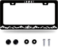 Moon Phase License Plate Frame Mountains Forest License Plate Stainless Steel Funny License Plate Holder for Men Women Universal Black Car Accessories Decoration 12.3" x 6.3"