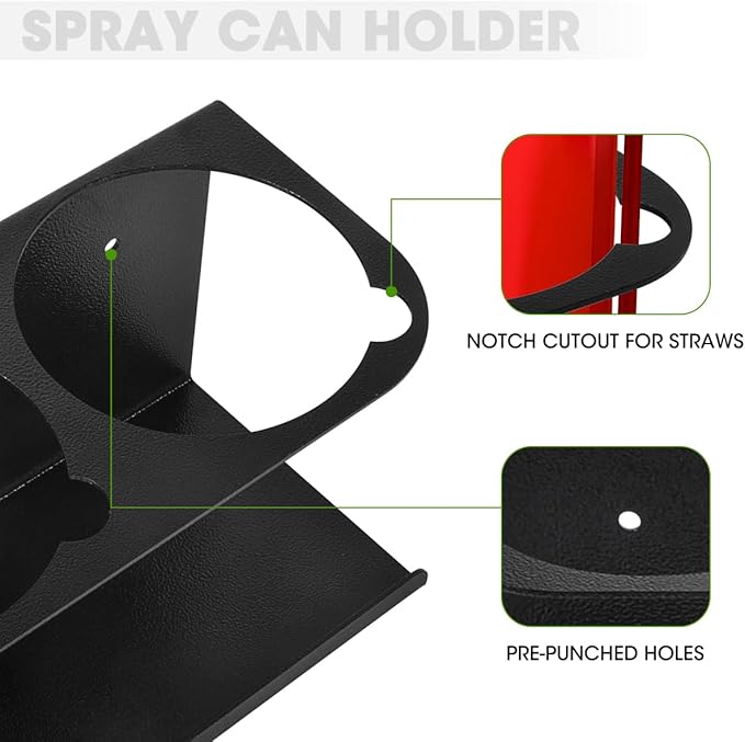 Touri 6 Pack Spray Can Holder for Garage and Workspace, Wall-Mounted Steel Aerosol Can Holder (30 Cans)