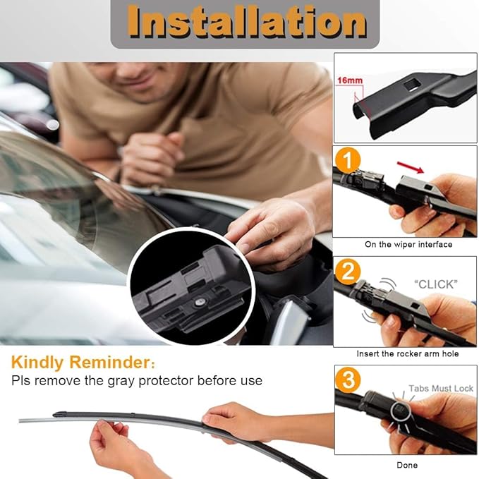 AUTOBOO 26"+22" Windshield Wipers Blades Replacement for Porsche Cayenne 2019-2025 with 13 Inch Rear Wiper Blade -Original Factory Quality (Pack of 3)