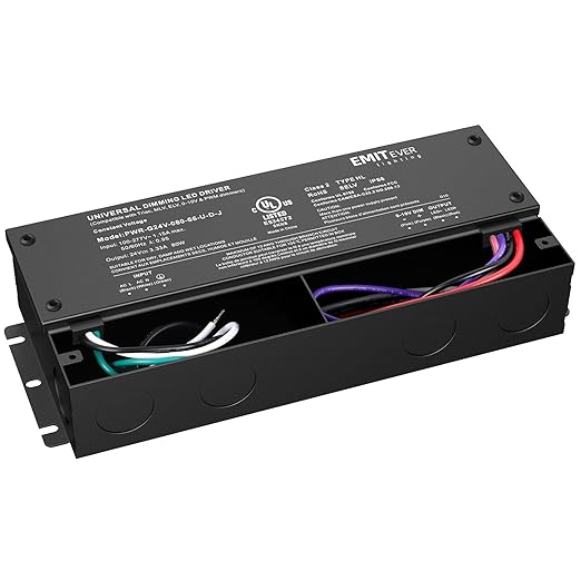 EMITEVER Dimmable Led Driver, 80W AC 110V-277V to DC 24V Transformer, 5-in-1 Dimming: ELV/MLV/TRIAC / 0-10V / 1-10V / 10V PWM/Potentiometer,Class 2,Waterproof IP67 and UL Listed，Class 2